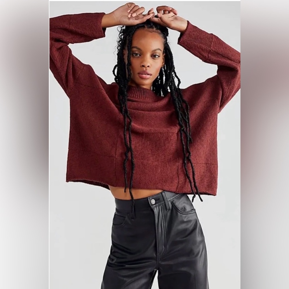 FP Beach Andy Pullover Kelly Green Sweater, Cropped, Boxy Oversized - Picture 4 of 10